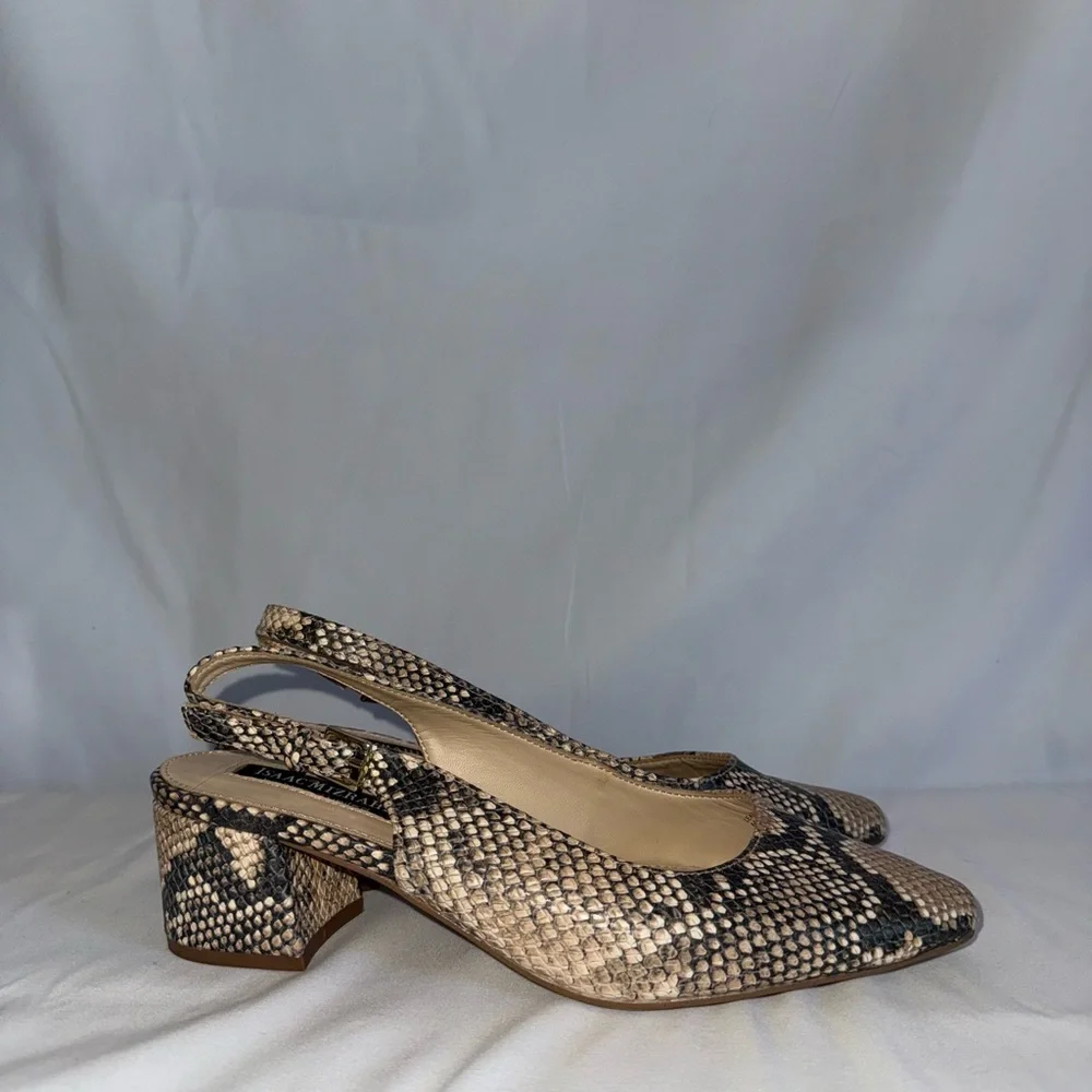 Isaac Mizrahi Elegant Snakeskin Slingback Heels Size 8.5 - Picture 3 of 12